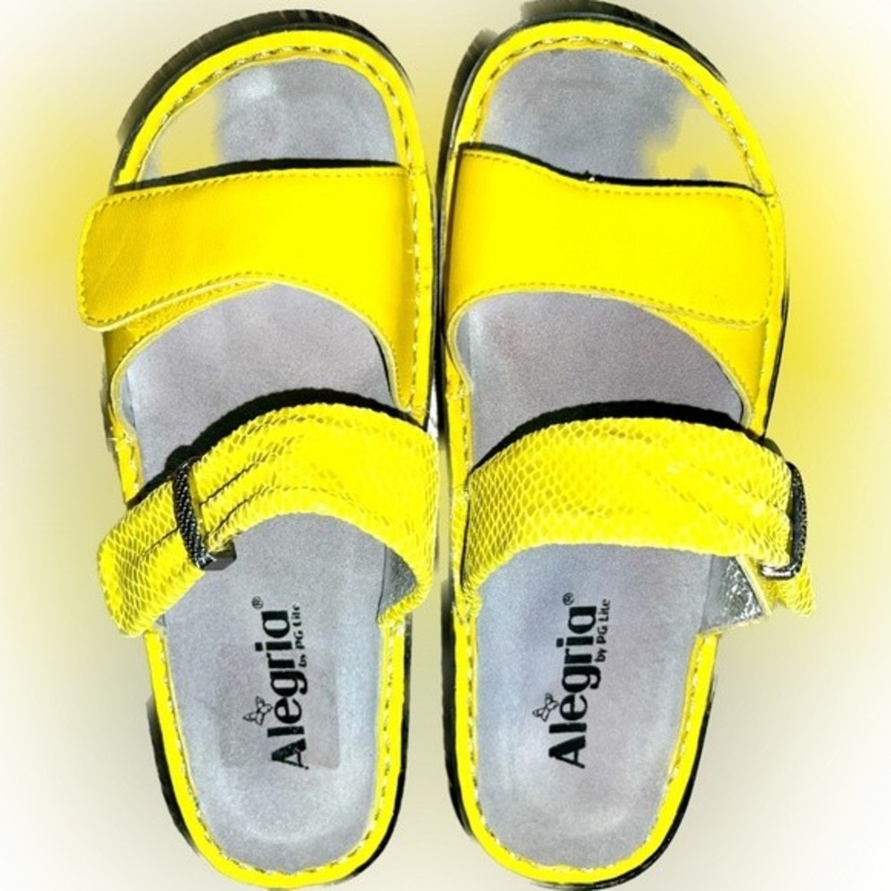 Alegria Karmen Leather "Lemon Mixer" Double Strape Slide Sandals size 7